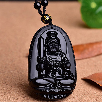 Guardian Zodiac Obsidian Buddha Amulet