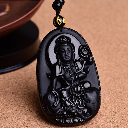 Guardian Zodiac Obsidian Buddha Amulet