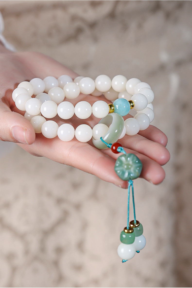 Harmony Bliss White Jade Bodhi Bracelet