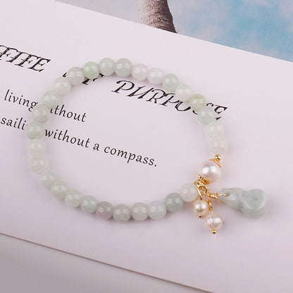 Healthy Jade Pearl Lucky Gourd Bracelet