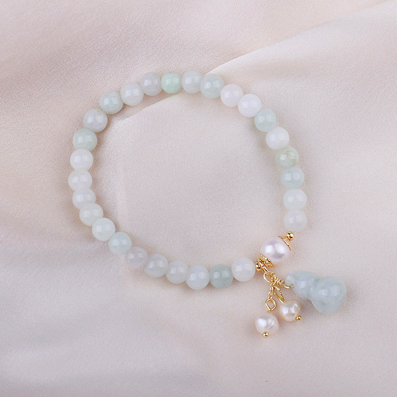 Healthy Jade Pearl Lucky Gourd Bracelet