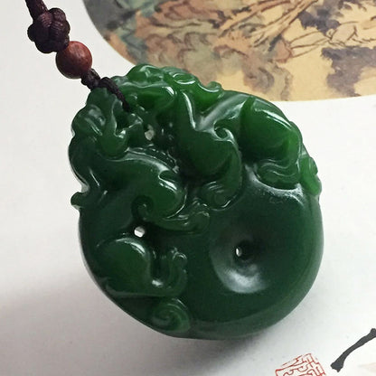 Hetian Jade Double Pixiu Peaceful Pendant