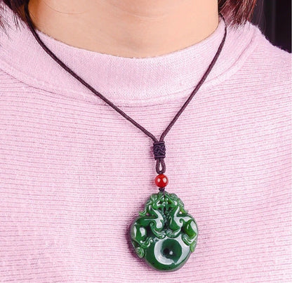 Hetian Jade Double Pixiu Peaceful Pendant