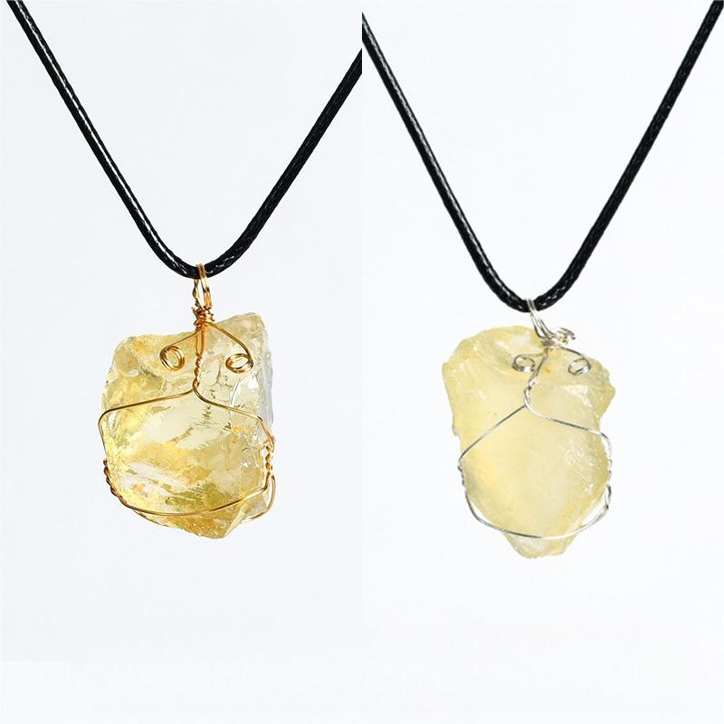 Natural Crystal Chip Pendant Wire Wrap