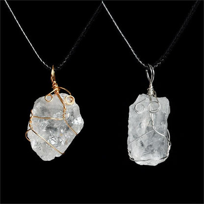 Natural Crystal Chip Pendant Wire Wrap