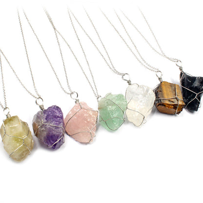 Natural Crystal Chip Pendant Wire Wrap