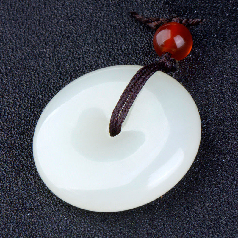 Natural Hetian Jade Ping-an-Buckle Pendant