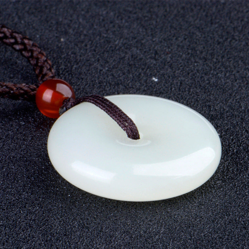 Natural Hetian Jade Ping-an-Buckle Pendant