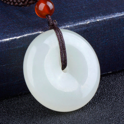 Natural Hetian Jade Ping-an-Buckle Pendant