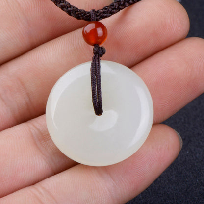 Natural Hetian Jade Ping-an-Buckle Pendant