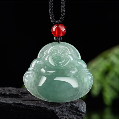 Natural Jadeite Green Buddha Pendant