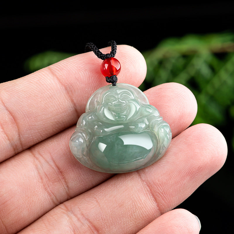 Natural Jadeite Green Buddha Pendant