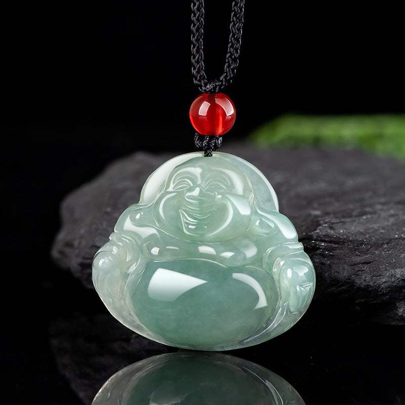 Natural Jadeite Green Buddha Pendant