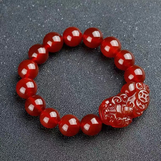 Natural Southern Red Agate Pixiu Bracelet