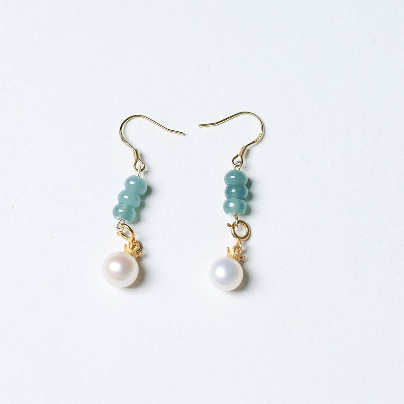 Harmony Pearl Jade Auspicious Pearl Earrings