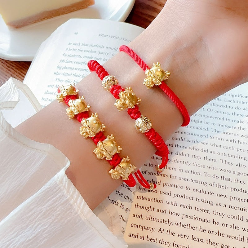 Year of the Dragon Braided Red Rope Bracelet