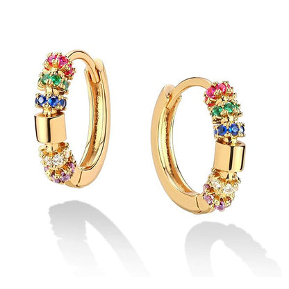 Lucky Aura Gold-Plated Silver Earrings with Colorful Zirconia