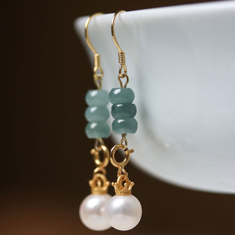 Harmony Pearl Jade Auspicious Pearl Earrings