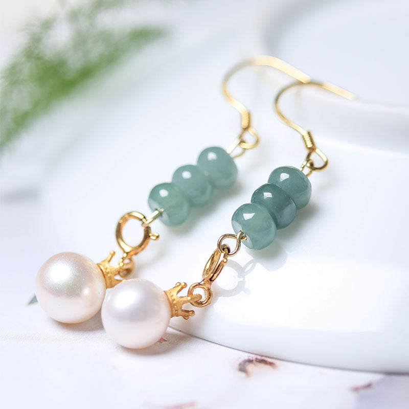 Harmony Pearl Jade Auspicious Pearl Earrings