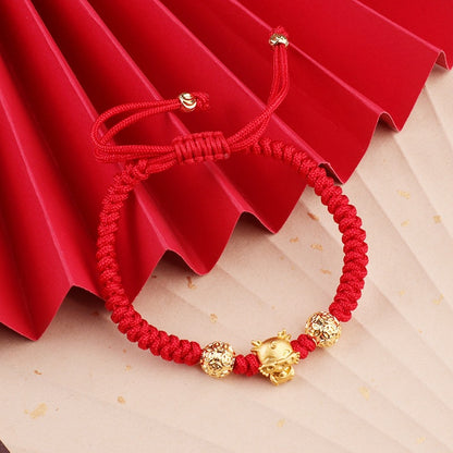 Year of the Dragon Braided Red Rope Bracelet