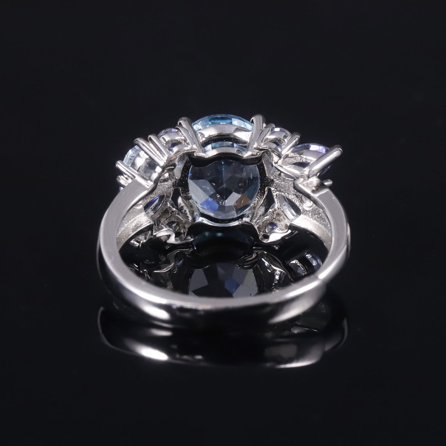 Silver Open Blue Topaz Guardian Ring