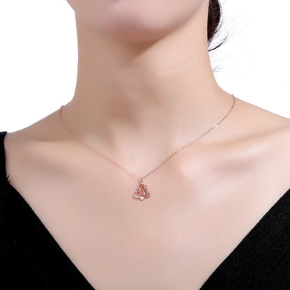 Lucky Harmony Deer & Tree Silver Necklace with Zirconia