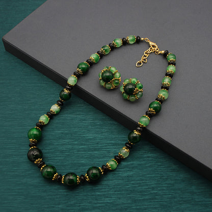 Eco Guardian Green Glass Necklace Earring Set