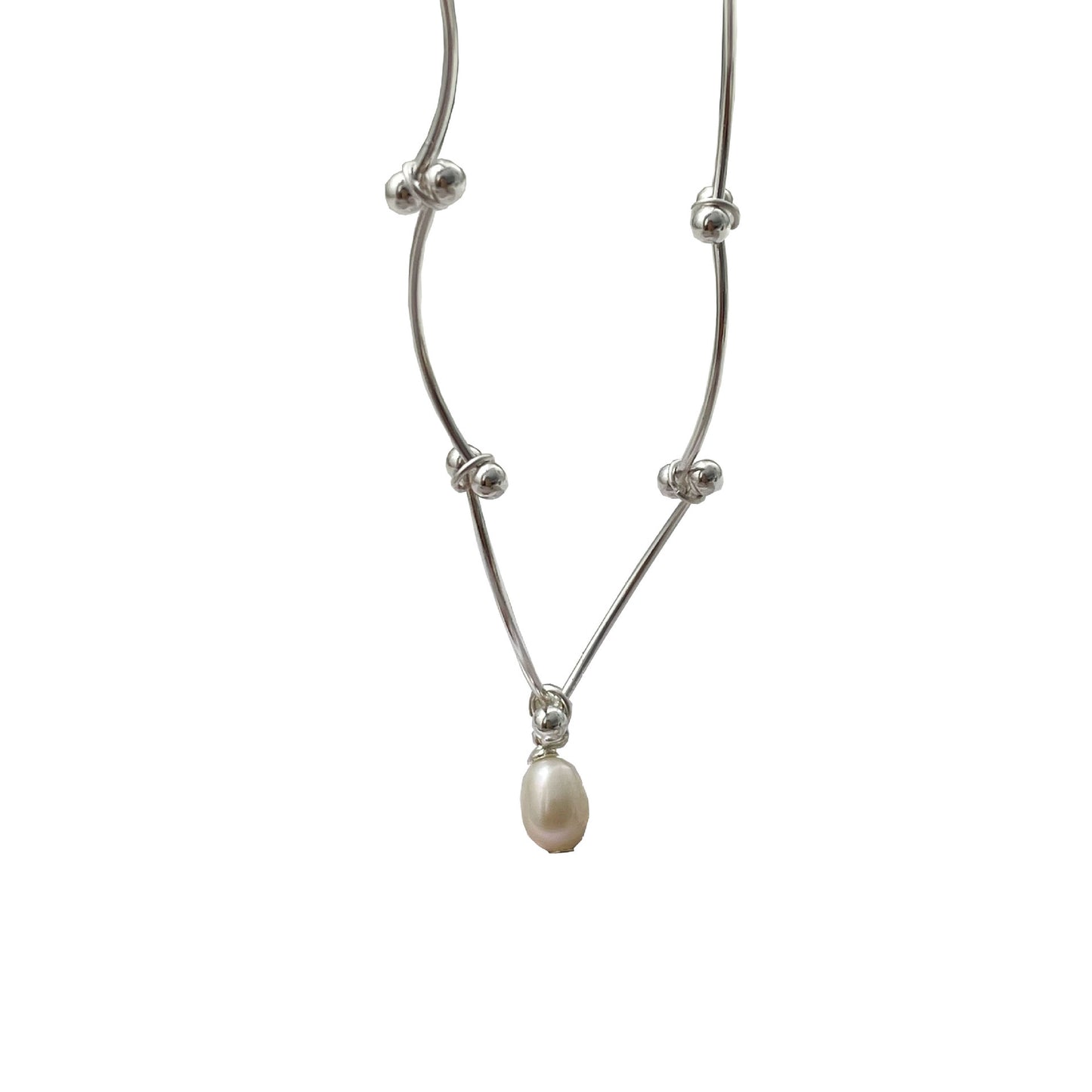 Silver Natural Pearl Clavicle Necklace