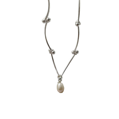 Silver Natural Pearl Clavicle Necklace