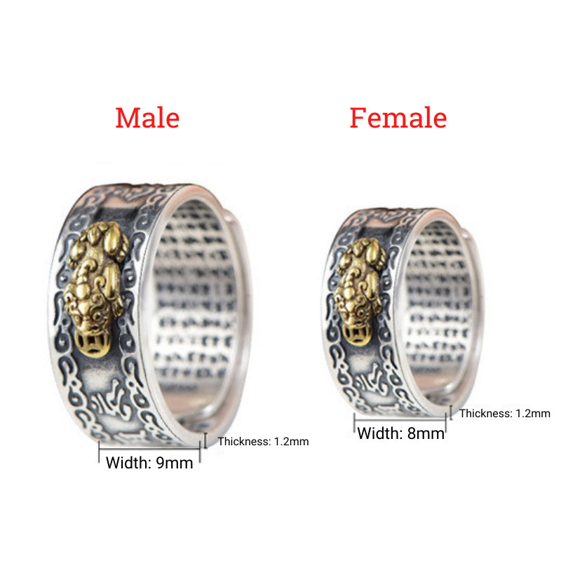 Pixiu Mantra Lucky Ring - Wealth and Protection