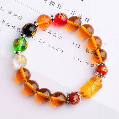 Prosperity Five Gods Golden Quartz Bracelet