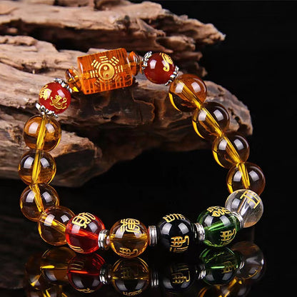 Prosperity Five Gods Golden Quartz Bracelet