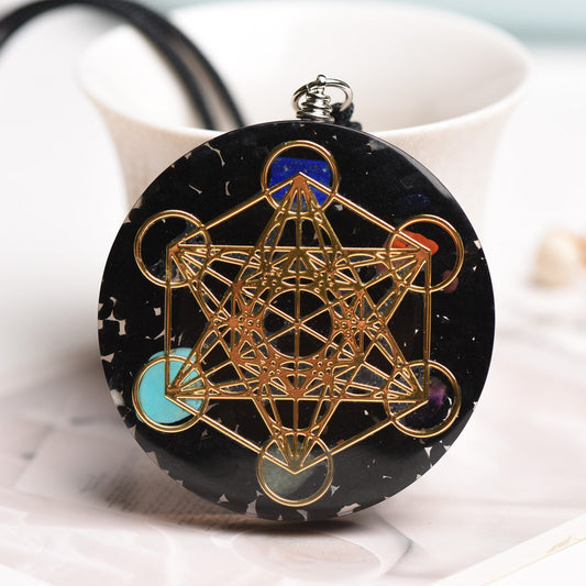 Prosperity Shield Metatron Cube Crystal Pendant