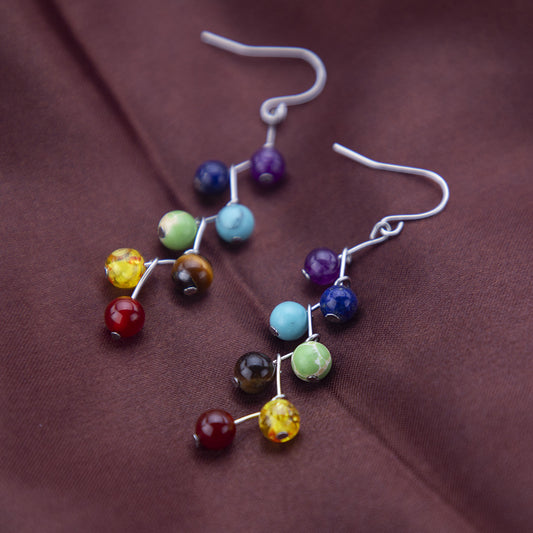 Seven Color Stone Chakra Earrings