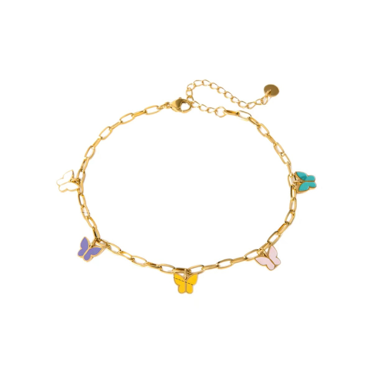 Summer Colorful Enamel Butterfly Good Luck Anklet