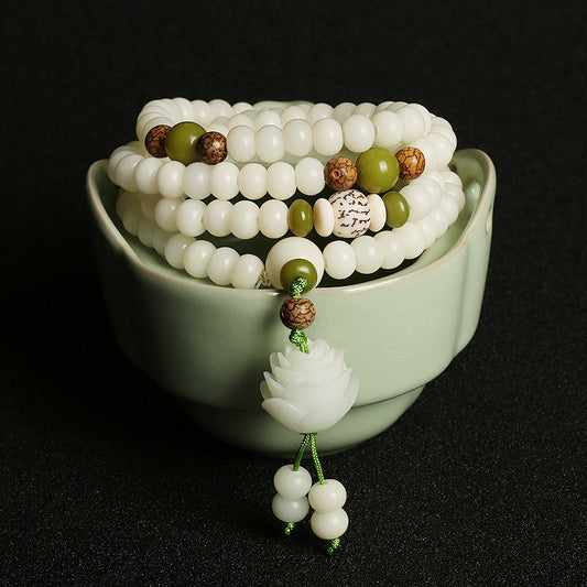 White Jade Bodhi 108 Beads Bracelet