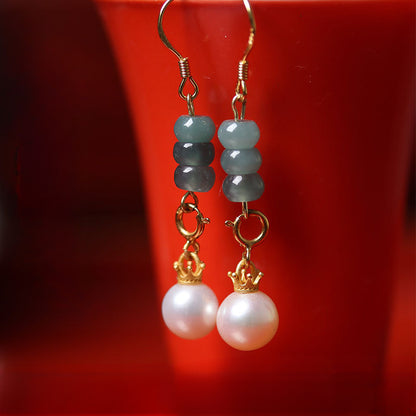 Harmony Pearl Jade Auspicious Pearl Earrings